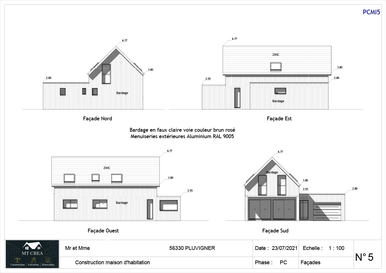 plan de facade construction Morbihan